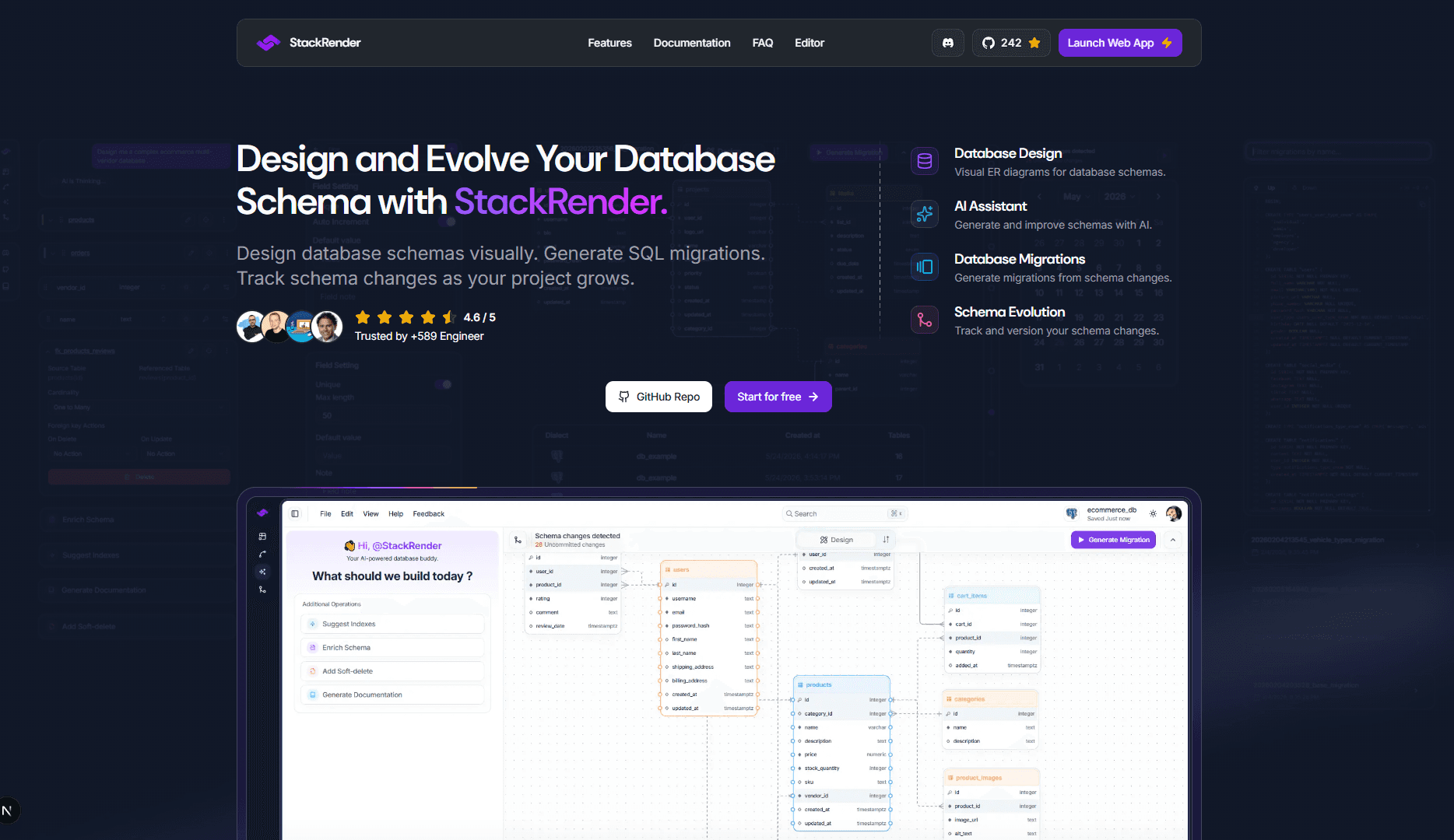 StackRender: Visual Database Schema & Migrations