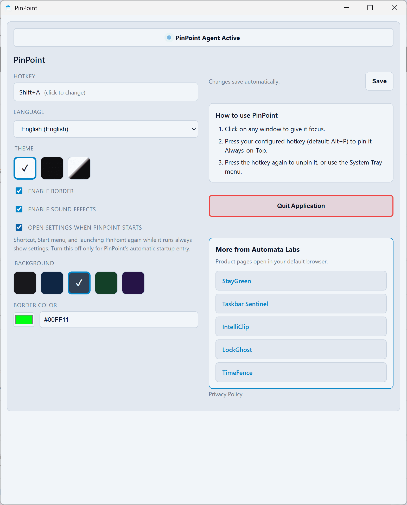 PinPoint: Always-On-Top Utility for Windows product preview for startup listing on Aura++