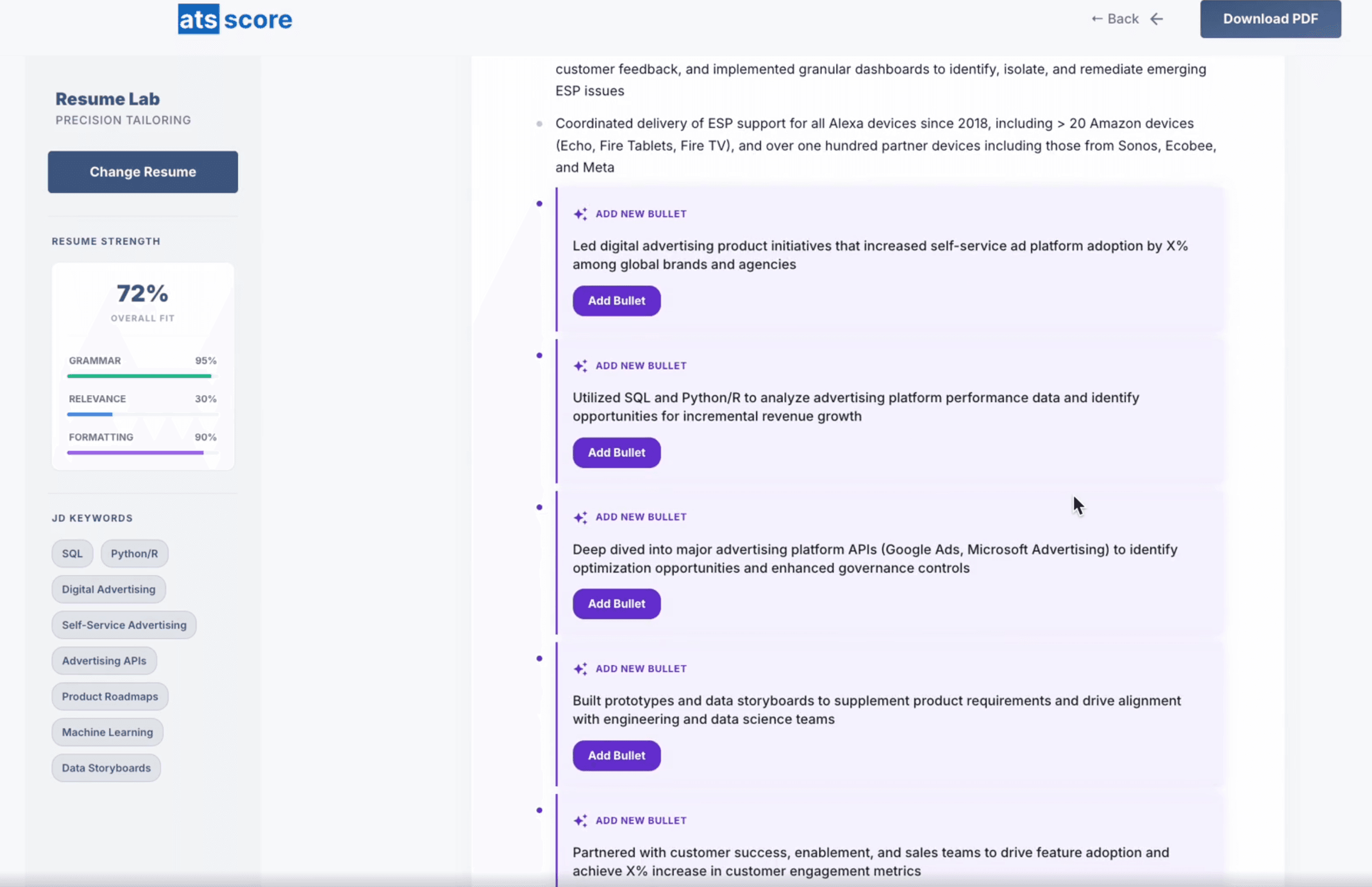 AI Resume Keyword & Bullet Point Optimizer