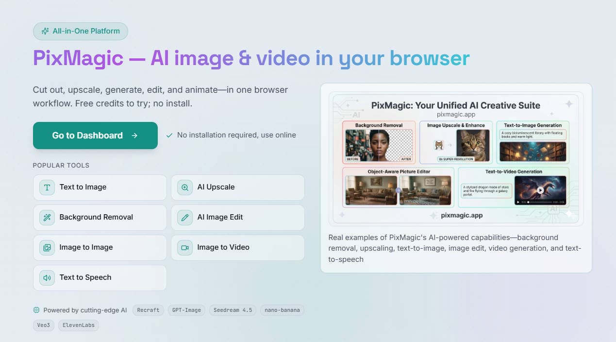 PixMagic: AI-Powered Creative Tools Suite