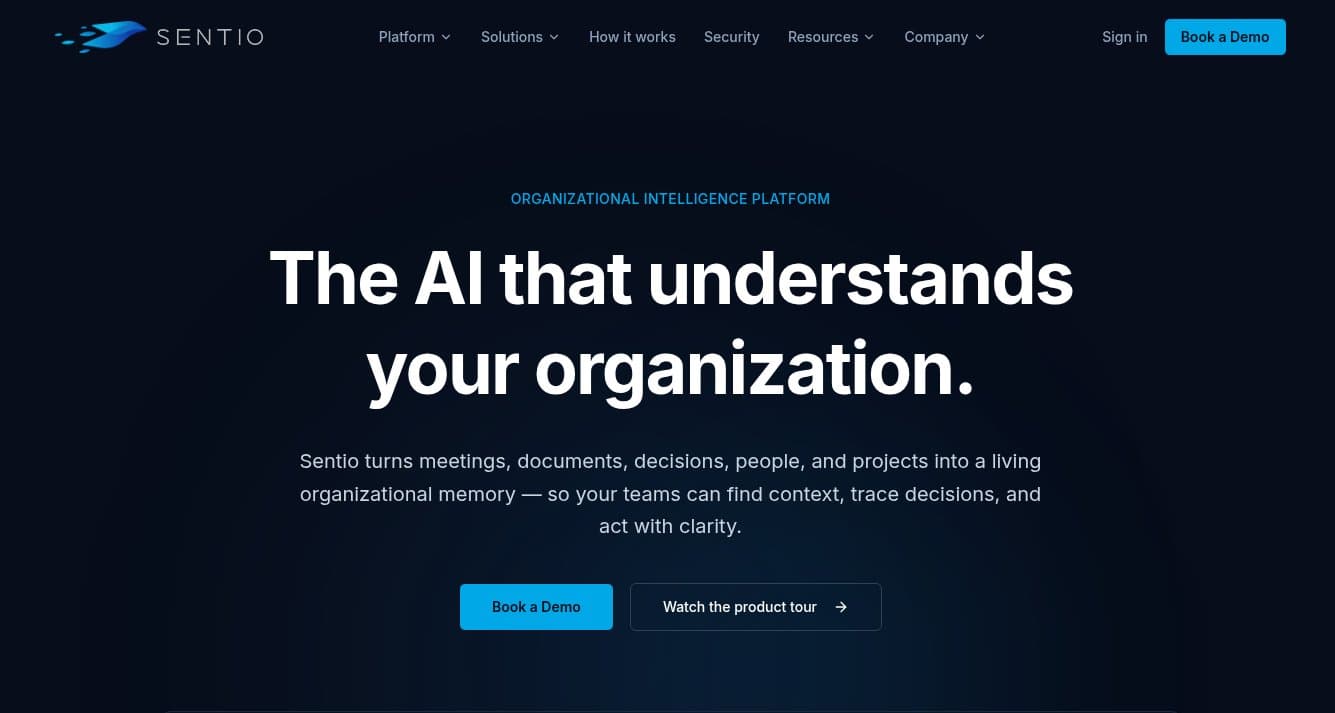 Sentio product preview for startup listing on Aura++