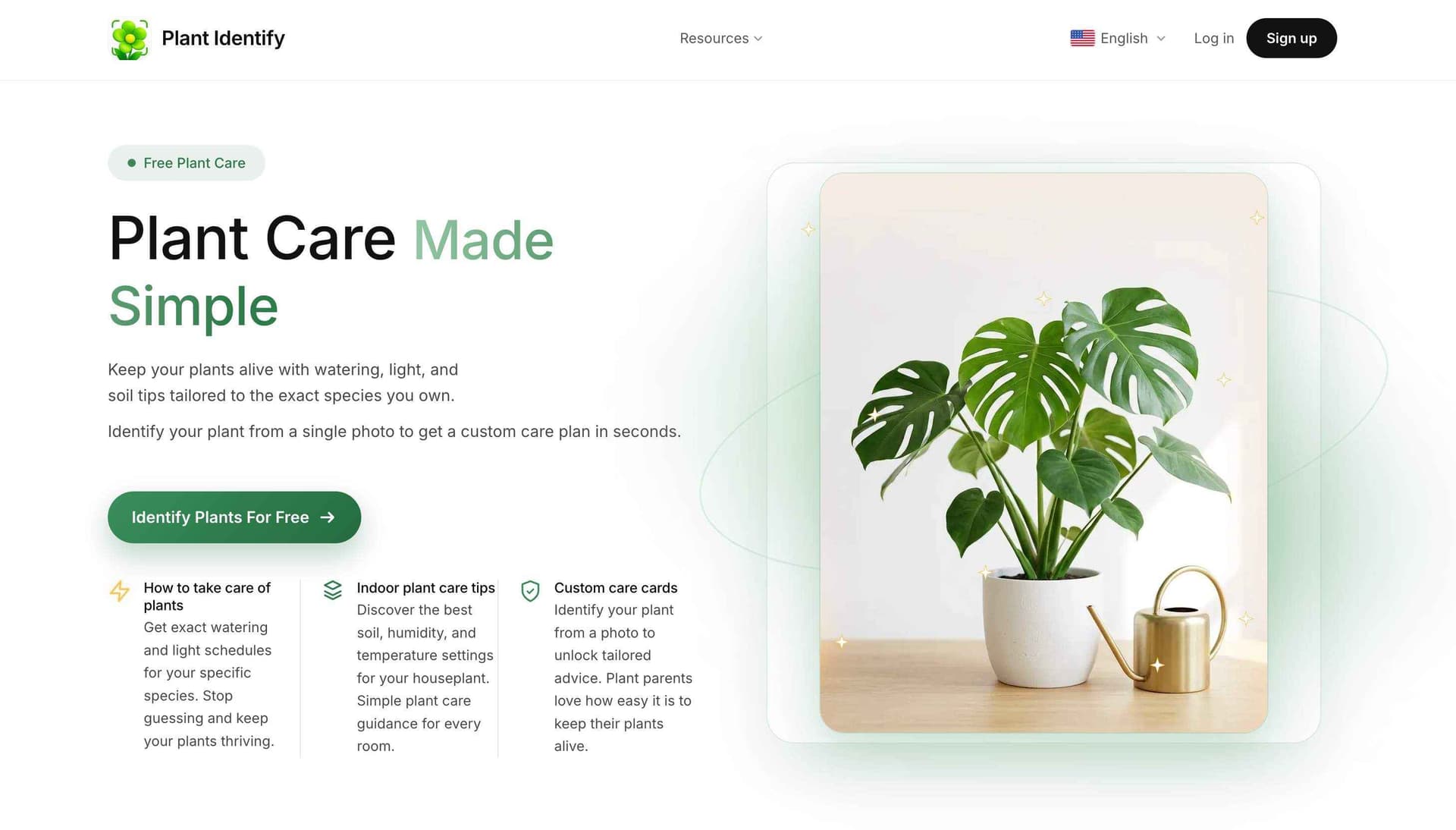 Plant Identify product preview for startup listing on Aura++