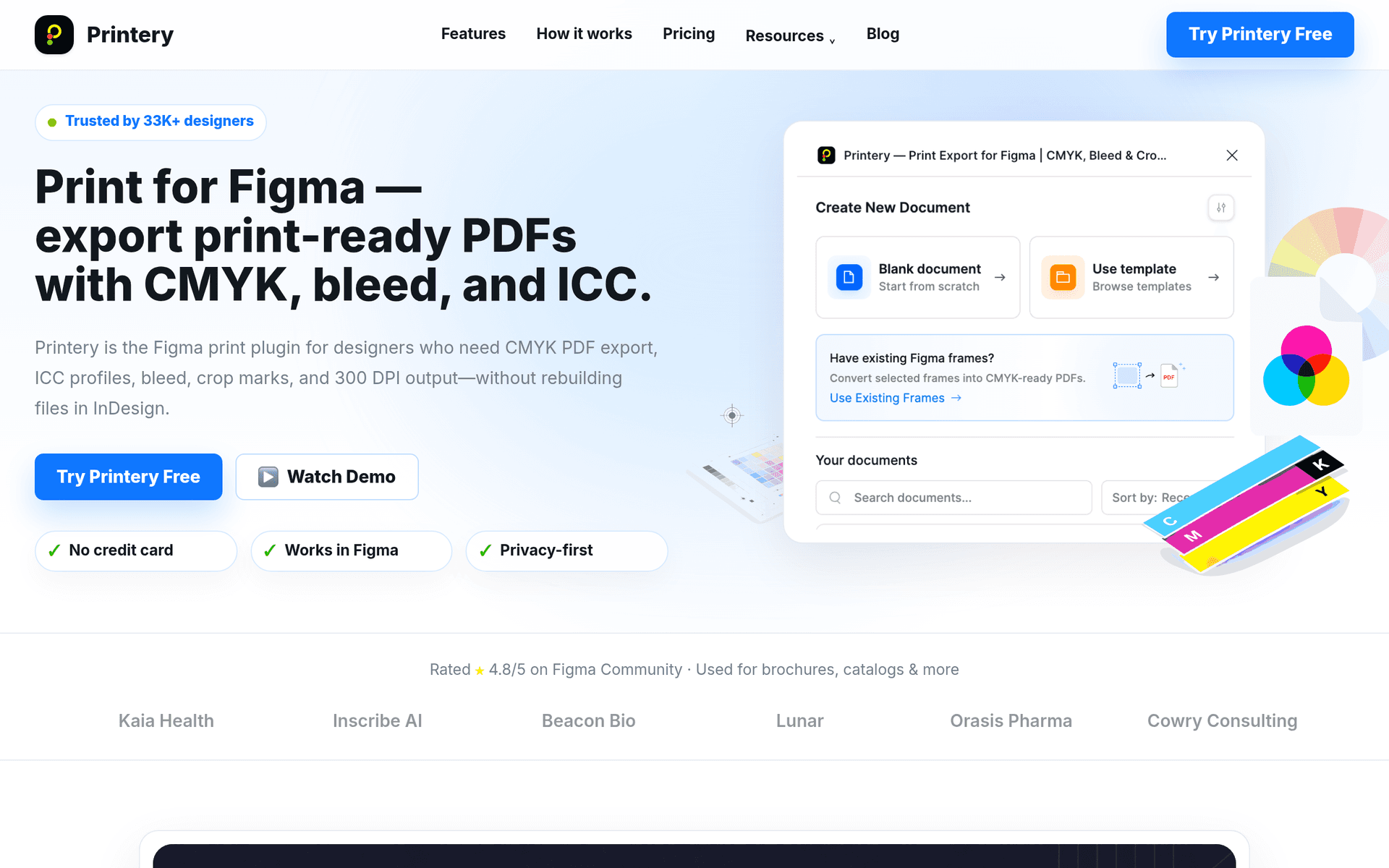 Printery - Print for Figma product preview for startup listing on Aura++
