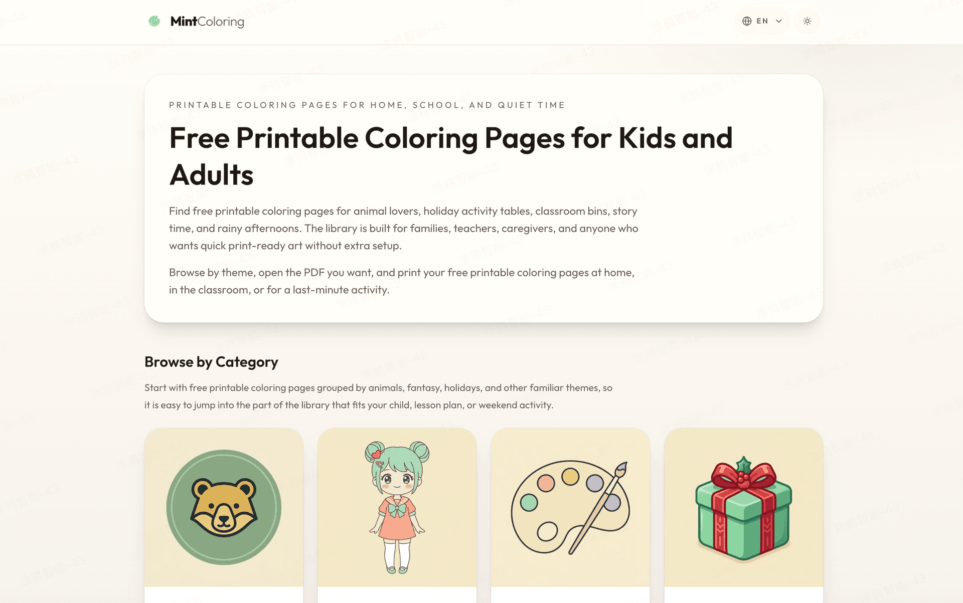 Free Printable Coloring Pages Library - Product Image