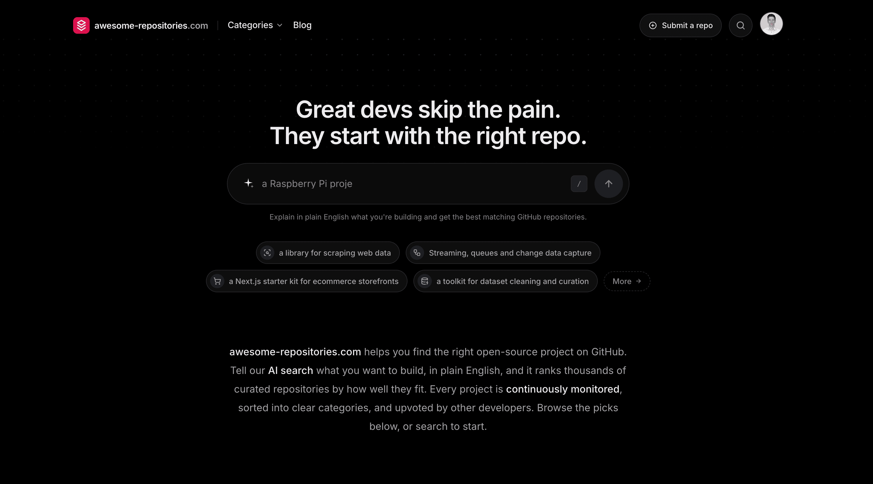 Awesome Repositories AI Search