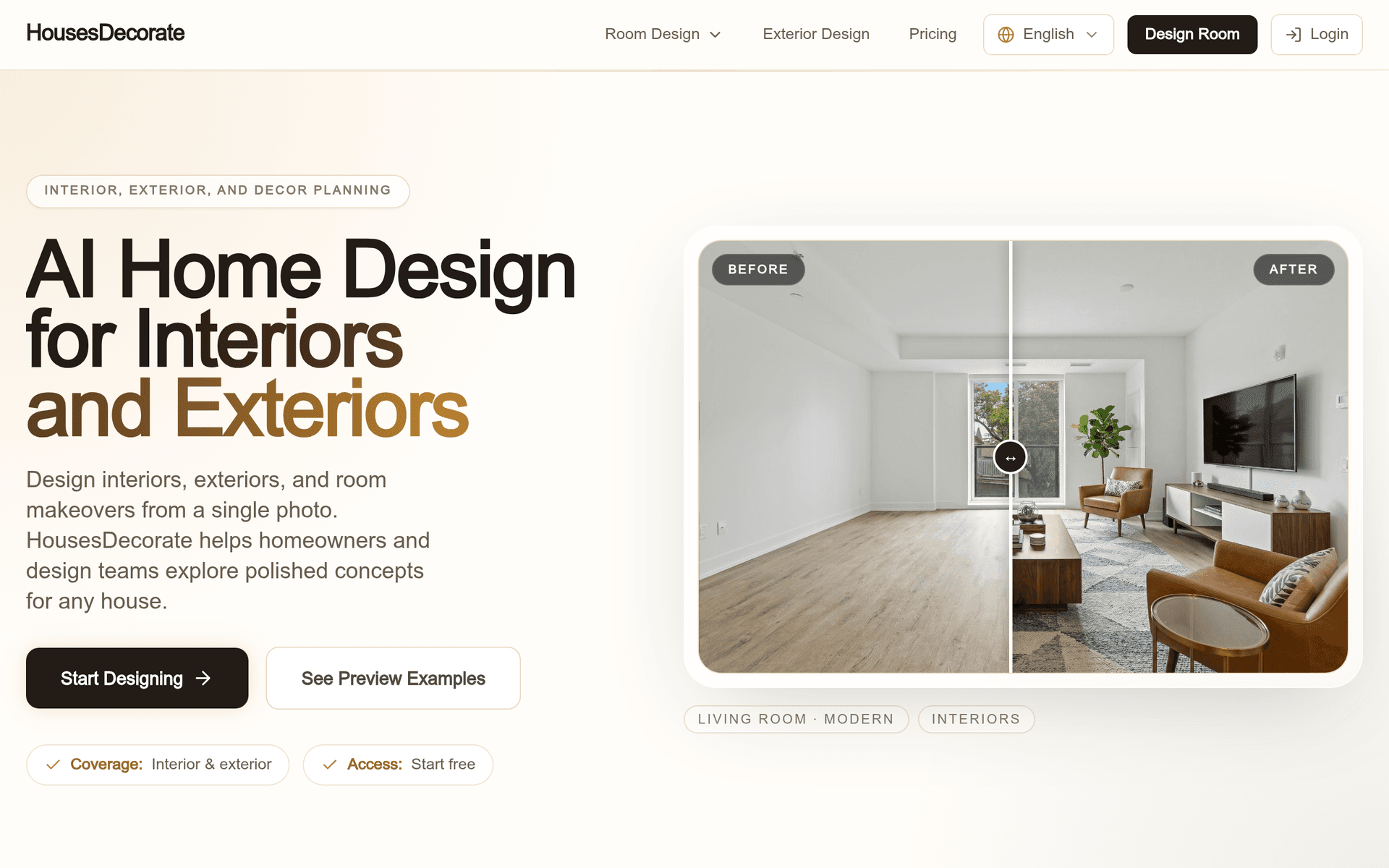HousesDecorate product preview for startup listing on Aura++