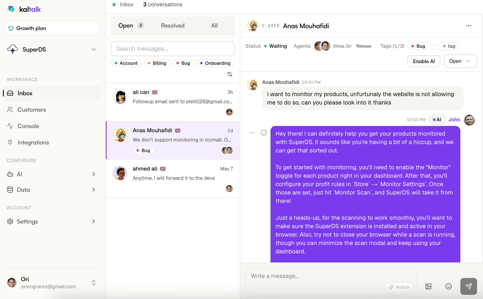 KalTalk product preview for startup listing on Aura++