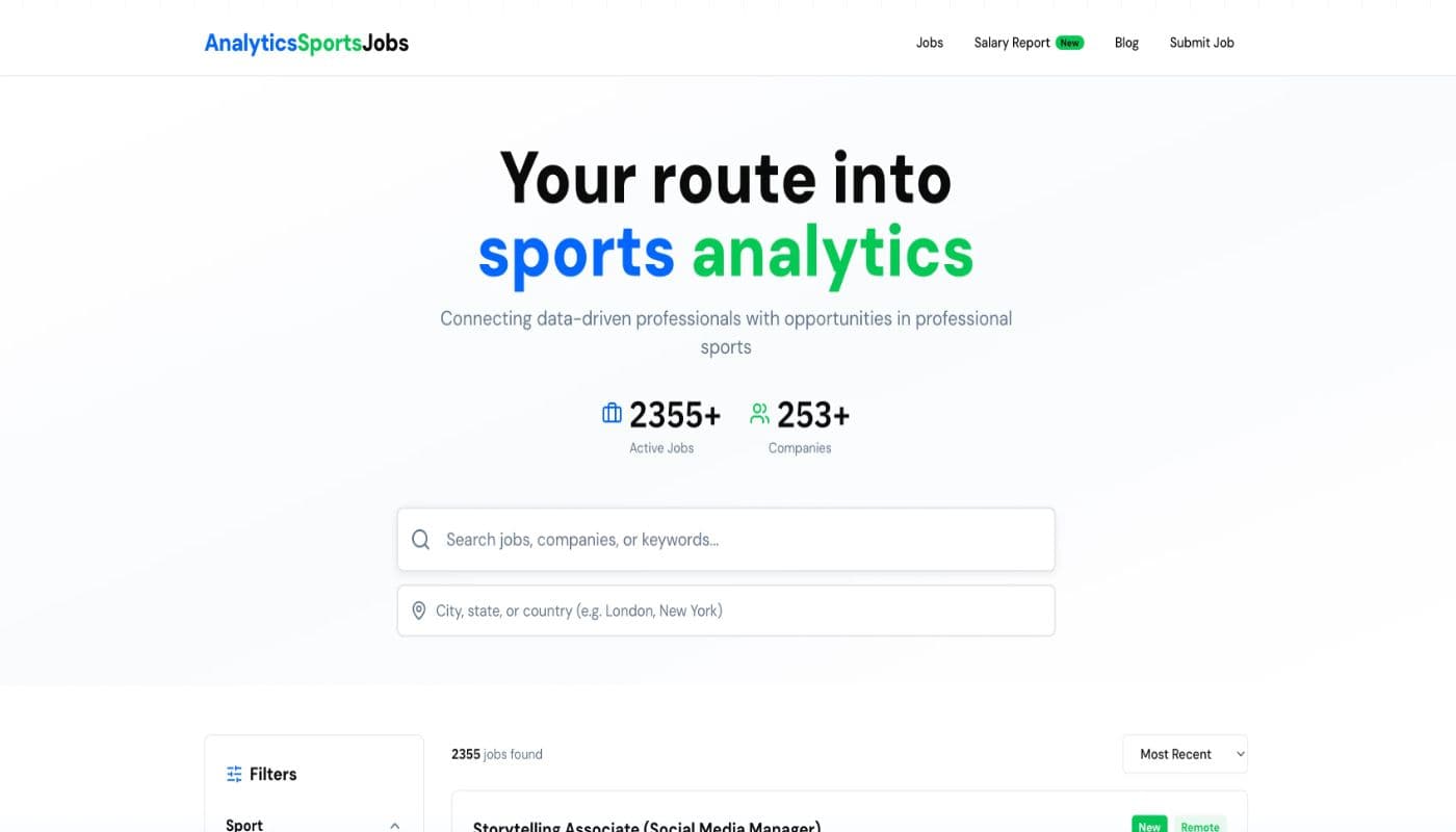 Analytics Sports Jobs