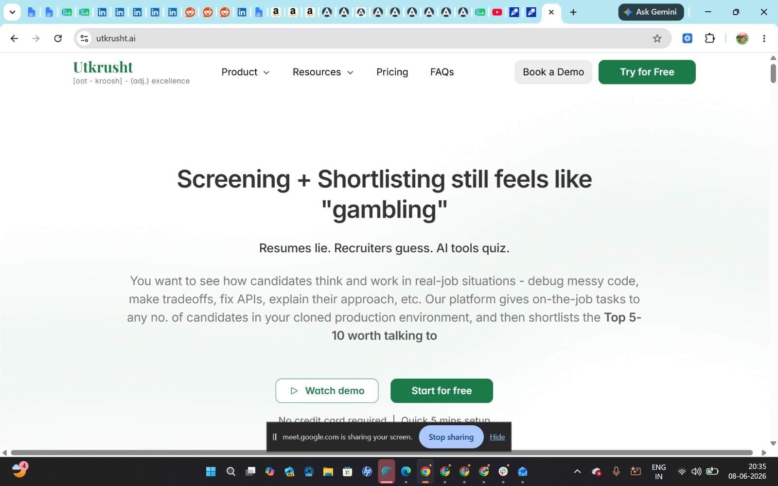 Utkrusht AI product preview for startup listing on Aura++