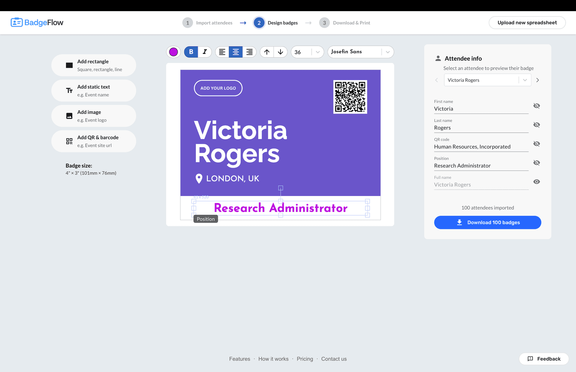BadgeFlow: Easy Event Badge Generator - Product Image