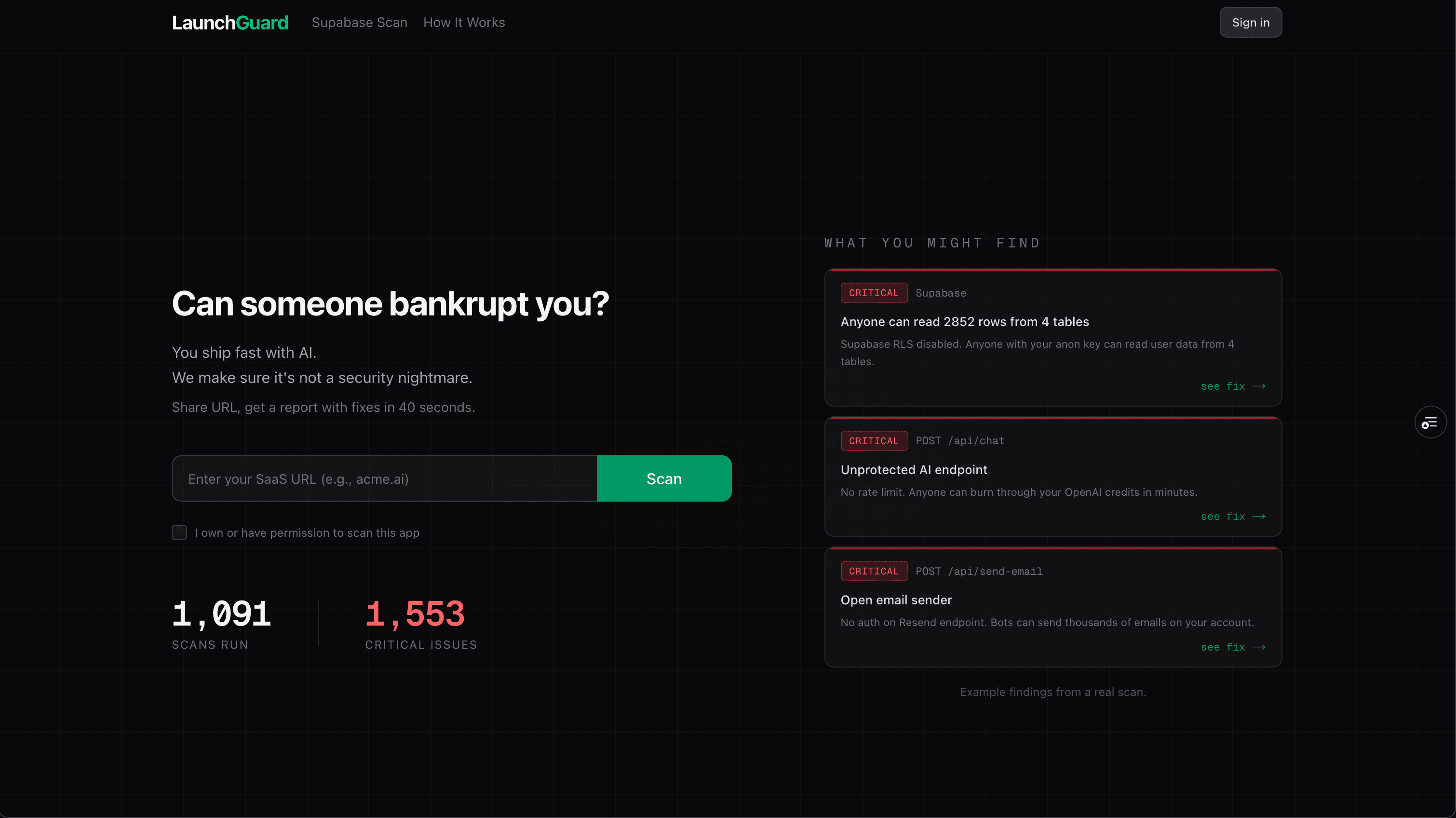 LaunchGuard Security Scanner