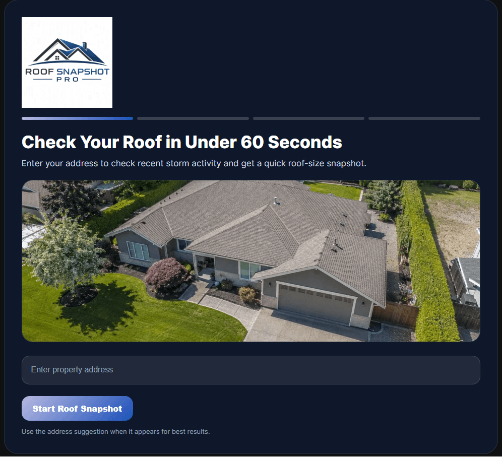 Roof Snapshot Pro product preview for startup listing on Aura++