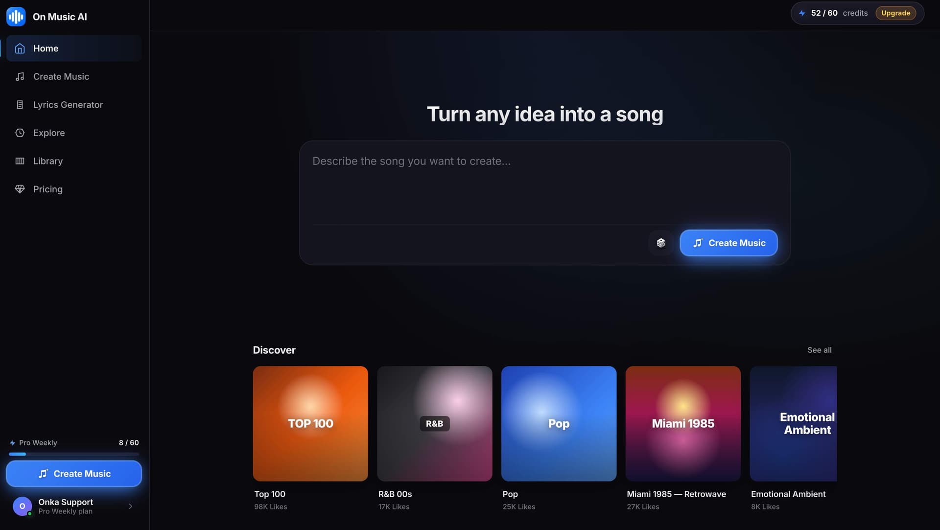 On Music AI product preview for startup listing on Aura++