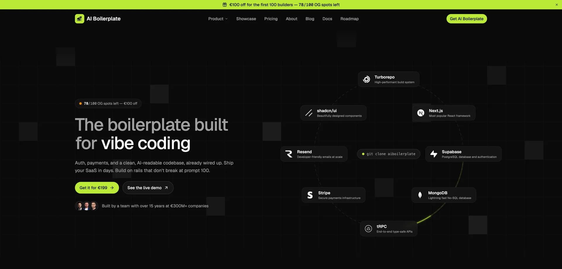 AI Boilerplate product preview for startup listing on Aura++
