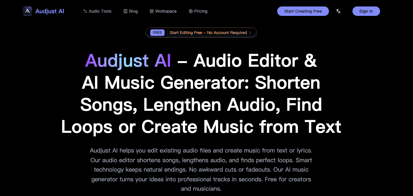 Audjust AI - AI-Powered Audio Editing & Music Generation