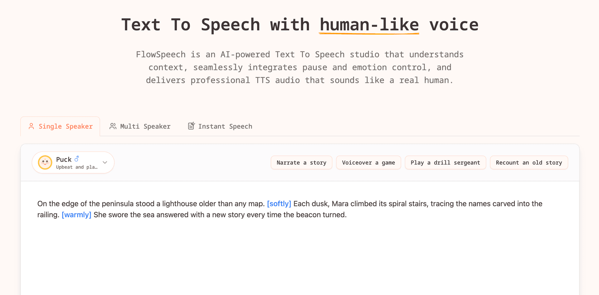 FlowSpeech product preview for startup listing on Aura++