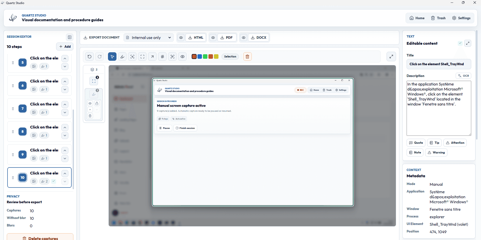 Quartz Studio product preview for startup listing on Aura++