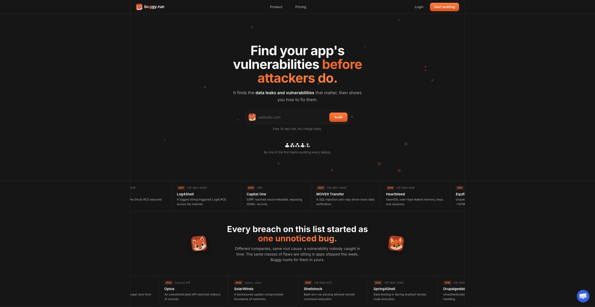 buggy.run product preview for startup listing on Aura++