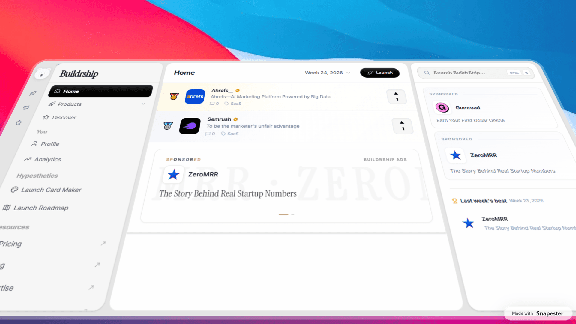 Buildrship Launch Platform product preview for startup listing on Aura++