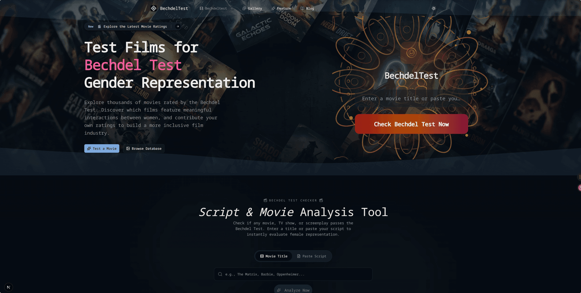 movies bechdel test product preview for startup listing on Aura++
