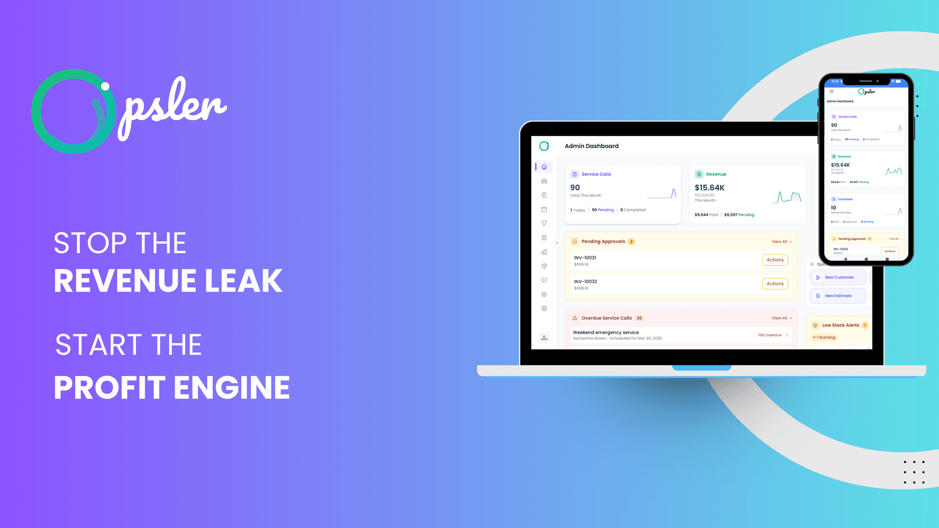 Opsler Field Service Management Platform product preview for startup listing on Aura++