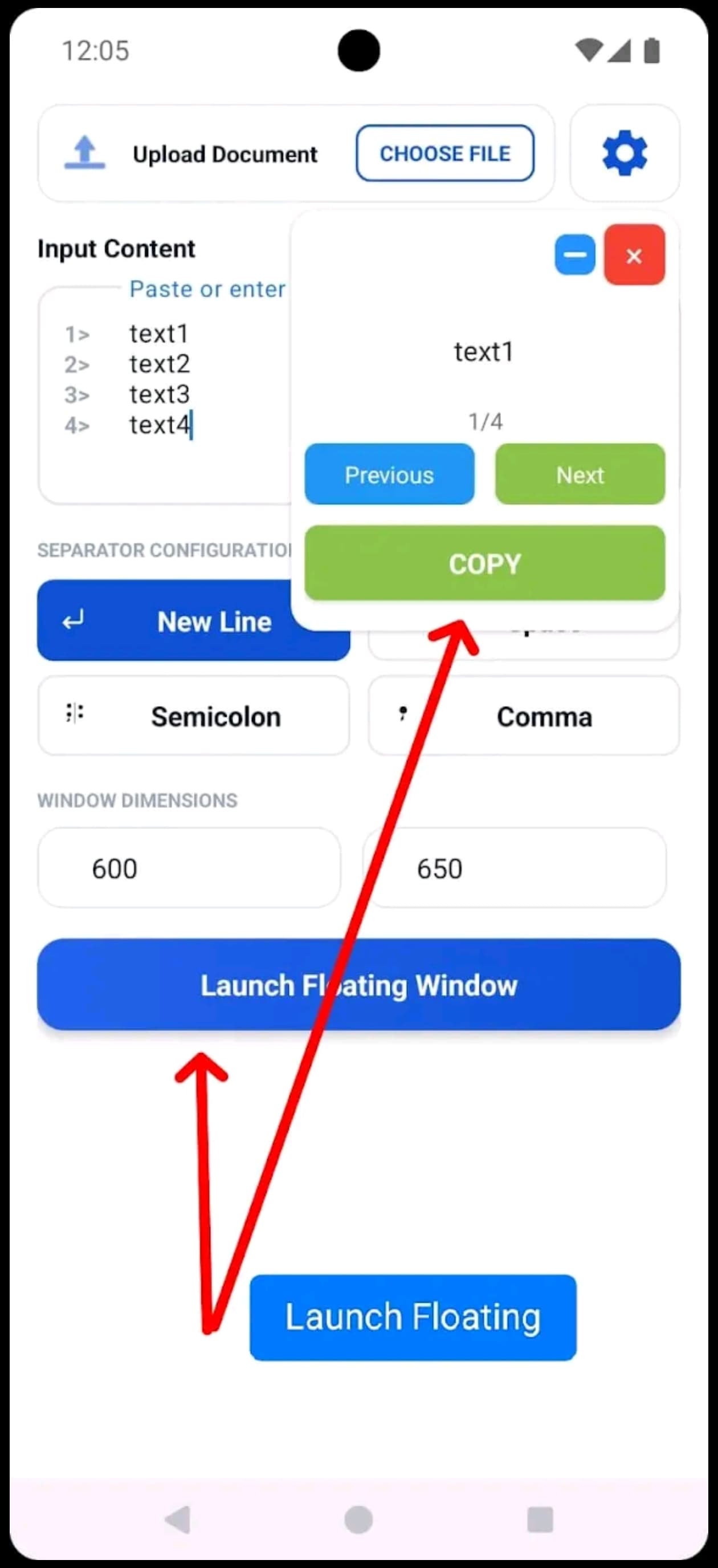 FloatText - copy paste texts without switching apps  product preview for startup listing on Aura++
