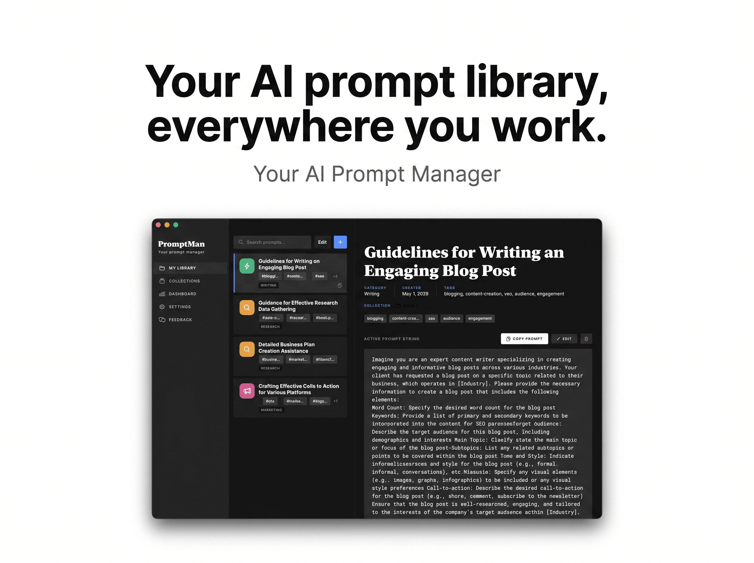 PromptMan: AI Prompt Manager for Mac